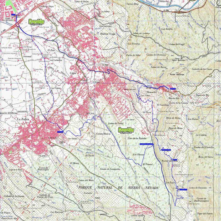Rutas bicicleta montaña bici btt mtb mountain bike Granada - Llanos de Monachil